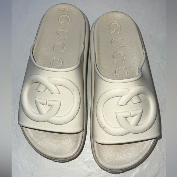 Platform - Cream Slide Sandals - Picture 1 of 3